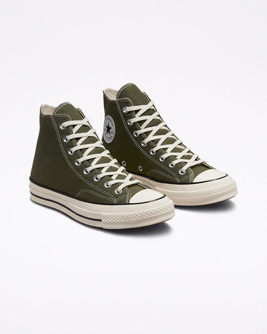 Tenis Converse Chuck 70 Lona Cano Alto Masculino Verde Oliva Pretas | PT B0P5109